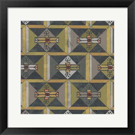 Framed Ochre Tapestry I Print