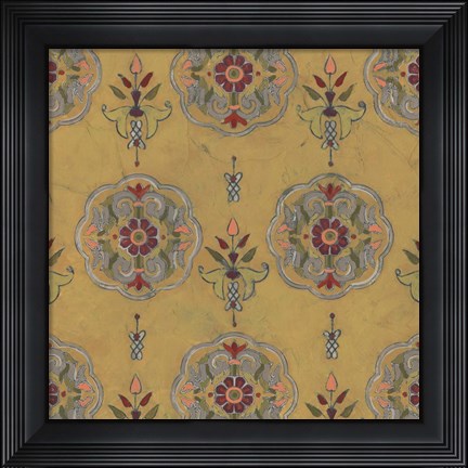 Framed Ochre Tapestry VI Print