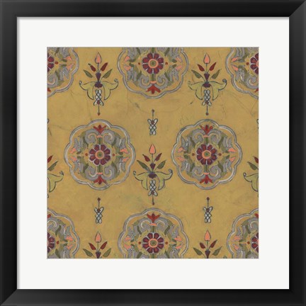Framed Ochre Tapestry VI Print