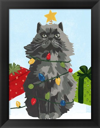 Framed Meowy Hissmas I Print