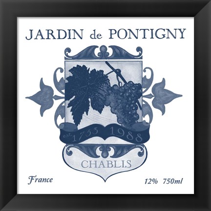 Framed Indigo Wine Labels I Print