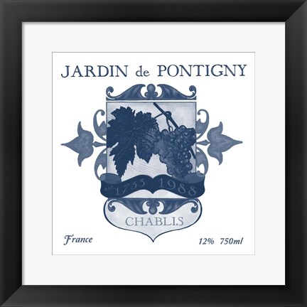 Framed Indigo Wine Labels I Print