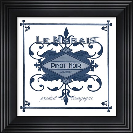 Framed Indigo Wine Labels II Print