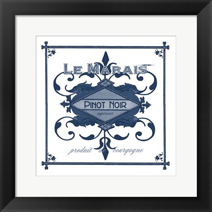 Framed Indigo Wine Labels II Print
