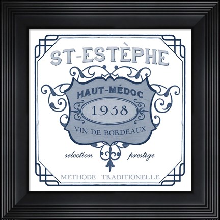 Framed Indigo Wine Labels IV Print