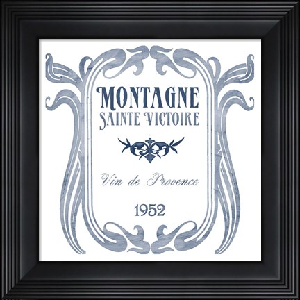 Framed Indigo Wine Labels V Print