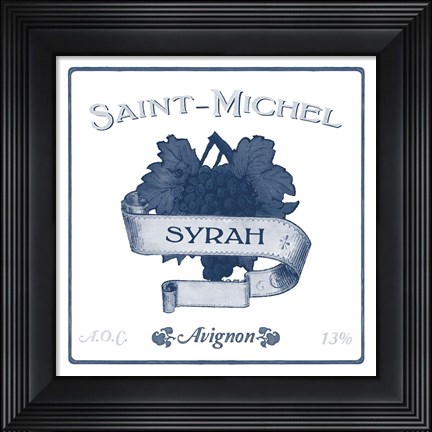 Framed Indigo Wine Labels VI Print