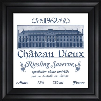 Framed Indigo Wine Labels VII Print
