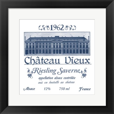 Framed Indigo Wine Labels VII Print