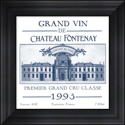 Framed Indigo Wine Labels IX Print