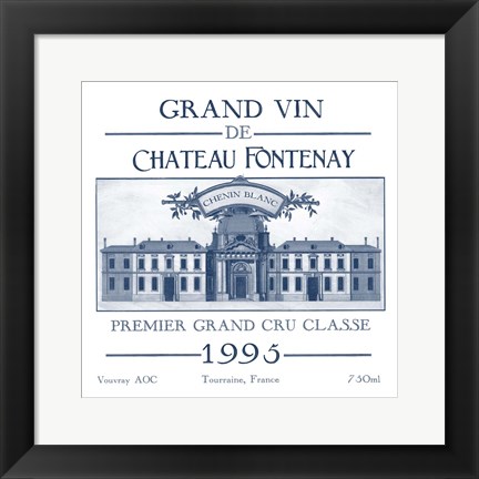 Framed Indigo Wine Labels IX Print