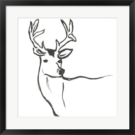 Framed Minimal Deer I Print