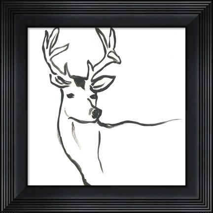 Framed Minimal Deer I Print