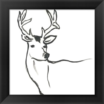 Framed Minimal Deer I Print