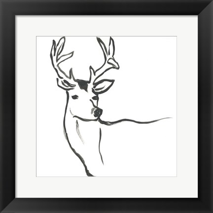 Framed Minimal Deer I Print