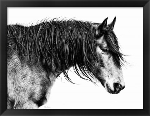 Framed Black and White Horse Portrait III Print