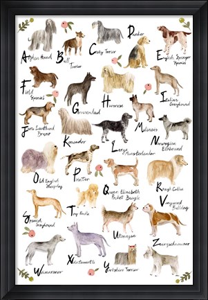 Framed Dog Alphabet Print