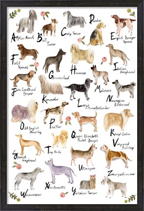 Framed Dog Alphabet Print