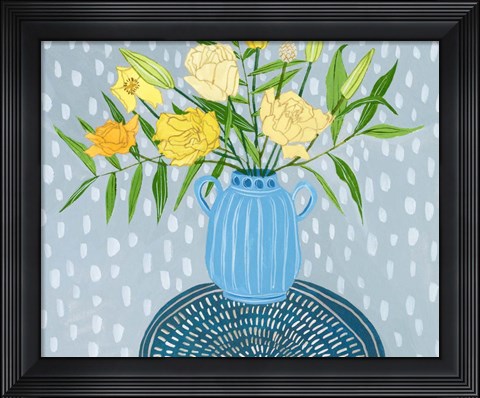 Framed Flowers in Vase I Print