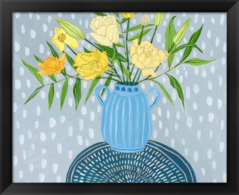 Framed Flowers in Vase I Print