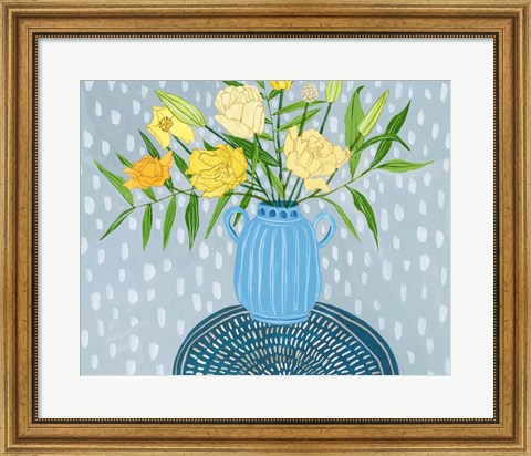 Framed Flowers in Vase I Print
