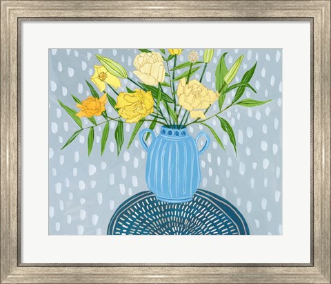 Framed Flowers in Vase I Print