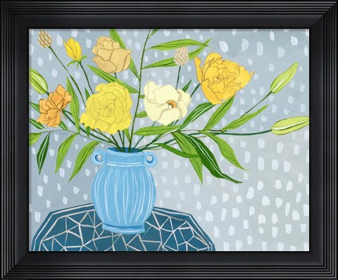 Framed Flowers in Vase II Print