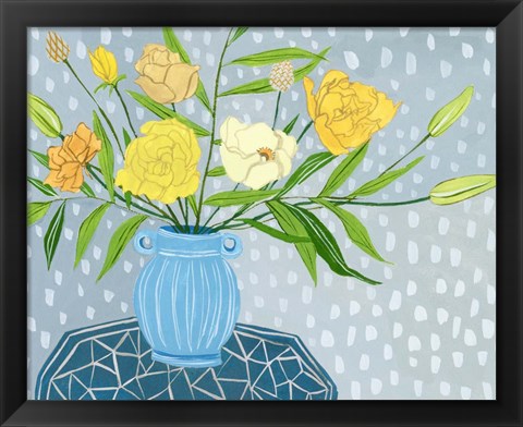 Framed Flowers in Vase II Print