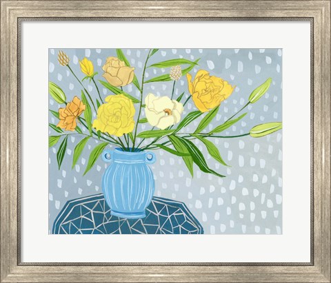Framed Flowers in Vase II Print