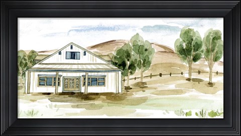 Framed Farmhouse Landscape I Print
