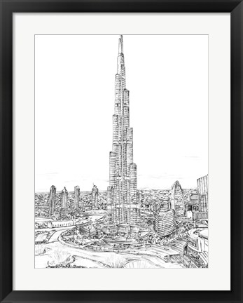 Framed Dubai in Black &amp; White II Print