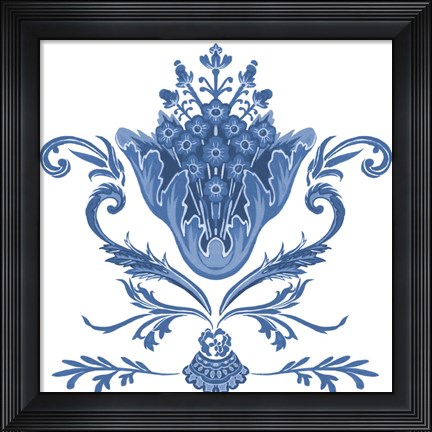 Framed Indigo Chintz I Print