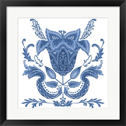 Framed Indigo Chintz II Print