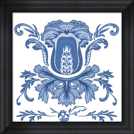 Framed Indigo Chintz III Print