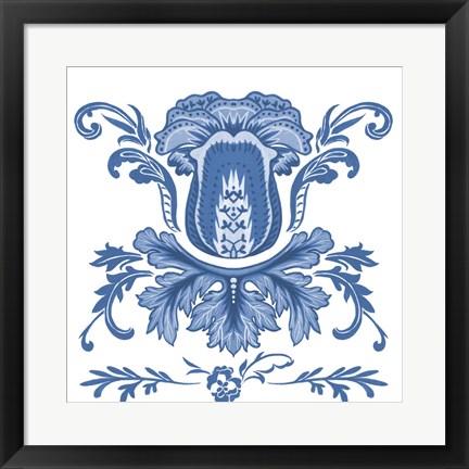 Framed Indigo Chintz III Print