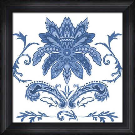 Framed Indigo Chintz IV Print