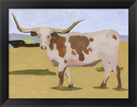 Framed Longhorn Cattle I Print