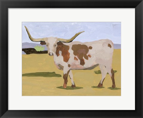 Framed Longhorn Cattle I Print