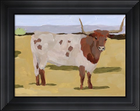 Framed Longhorn Cattle II Print