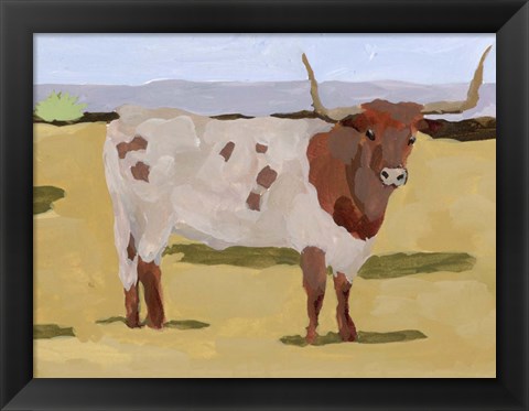 Framed Longhorn Cattle II Print