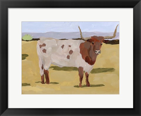 Framed Longhorn Cattle II Print