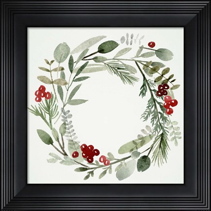 Framed Holly Wreath II Print