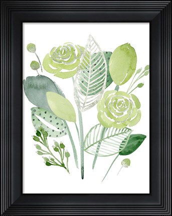Framed Green Portrait I Print