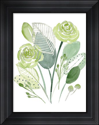 Framed Green Portrait II Print
