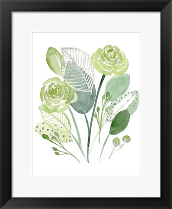 Framed Green Portrait II Print