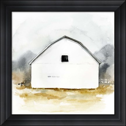 Framed White Barn Watercolor II Print