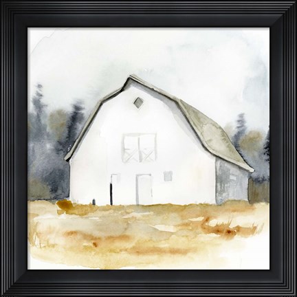 Framed White Barn Watercolor III Print