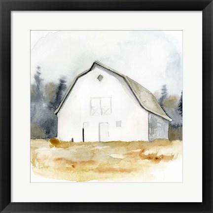 Framed White Barn Watercolor III Print