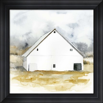 Framed White Barn Watercolor IV Print