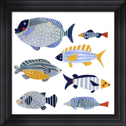 Framed Patterned Fish I Print